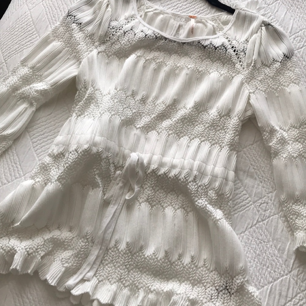 FREE PEOPLE white blouse with waist tie